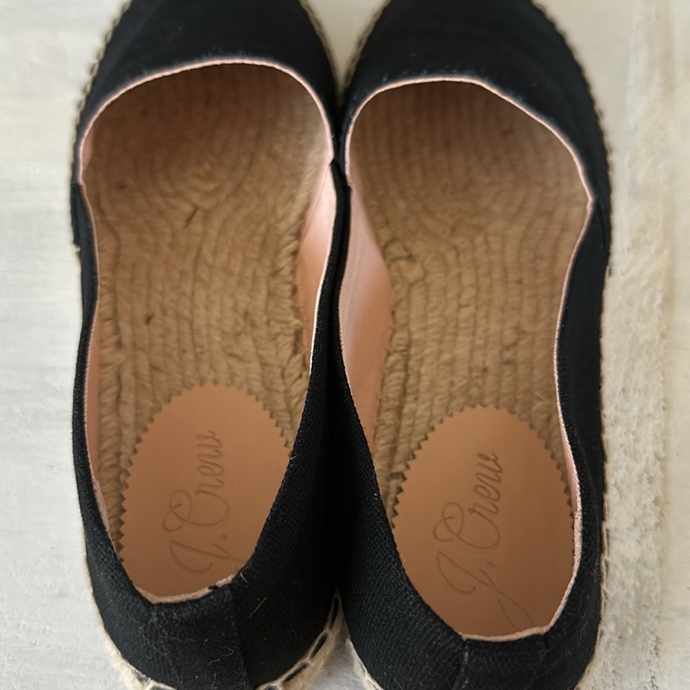 J. Crew SU22 Canvas Espadrille Flat Shoes Sz 10 Black Jute Soles Classic Slip On - Picture 10 of 16